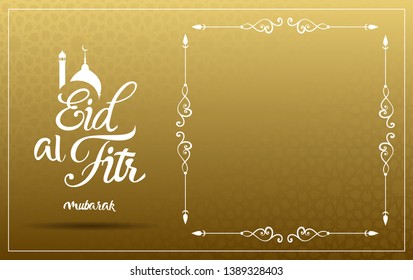 Eid-Al-Fitr mubarak greeting card vector illustration. Holy month of muslim community.