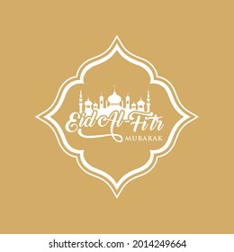 Eid-Al-Fitr mubarak greeting card vector illustration. Welcoming ramadan.