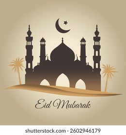 Eid-Al-Fitr Mubarak poster or banner design.Arabic Typography Eid Mubarak. Eid Al-Fitr text Calligraphy. Minimal poster design.