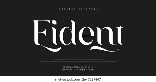Eident modern minimal abstract typefaces. Typography technology, electronics, movie, digital, music, future, creative font logo. vector illustration	