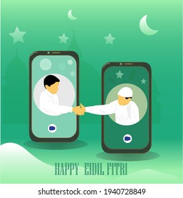 eidil fitri Series Vector with the concept of covid19 hospitality (silturrhim) condition . Suitable for banners, posters, greeting cards, etc.