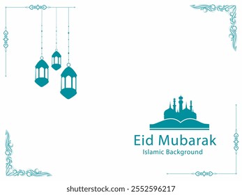 Tarjeta de felicitación del festival Eidmubarak con luna creciente Vector gratis