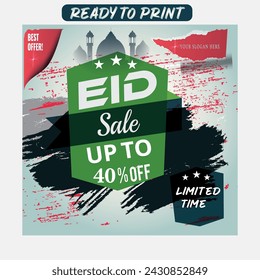 eidul fittar-eidSuper Sale Label-poster on black-red and green Shape.
 Discount Tag - EPS 10 Vector design ready to print
