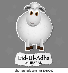 Eid-Ul-Adha greeting card with sheep. Vector illustration.