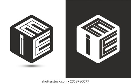 EIE letter logo design with illustrator cube logo, vector logo modern alphabet font overlap style. Premium Business logo icon. White color on black background