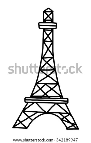 Eifel Tower Cartoon Vector Illustration Black Stock Vector (Royalty