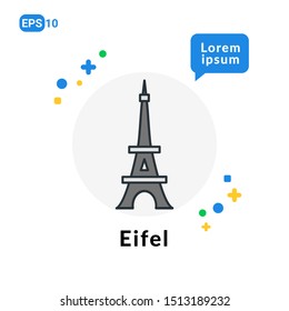 Eifel Tower Flat Icon. Used For Web, Logo, Mobile App, User Interface