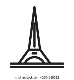Icono de la Torre Eifel o logotipo de la ilustración vectorial de símbolo aislado, ilustración vectorial con contorno negro de alta calidad.