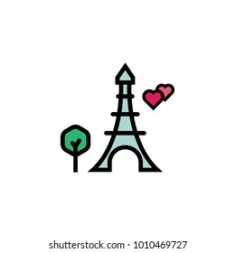 Eifel tower icon for valentines day.