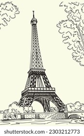 Eifel Tower Paris Skyline Vector illustration