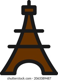 Eiffel Line Filled Vector Icon Design
