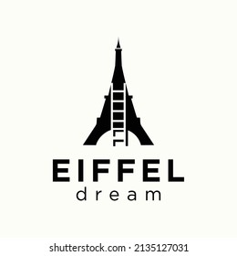 Logo de Eiffel con plantilla vectorial de diseño de escaleras. Icono de Francia o París