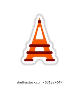 Eiffel monument Vector illustration in paper sticker style Eiffel tower