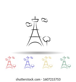 Eiffel multi color style icon. Simple thin line, outline vector of travel icons for ui and ux, website or mobile application