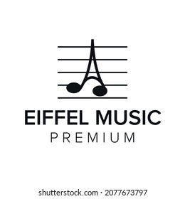 Plantilla vectorial del icono del logotipo de la música Eiffel