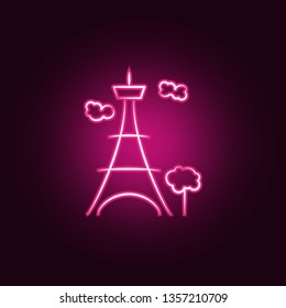 Eiffel neon icon. Elements of travel set. Simple icon for websites, web design, mobile app, info graphics