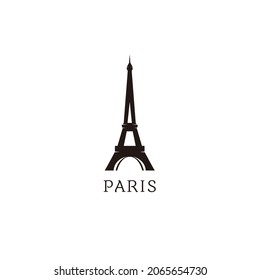 Eiffel Paris Tower Black Silhouette Logo Vector Icon Illustration	