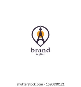 Eiffel Point Logo Icon Design Template Vector
