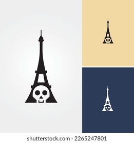 Eiffel Skull Logo Design Vector
