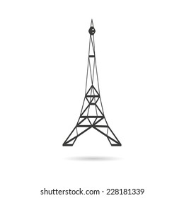 Eiffel Tower abstract isolated on a white backgrounds, vector illustration 