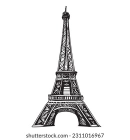 Eiffel tower abstract sketch hand drawn in doodle style illustration