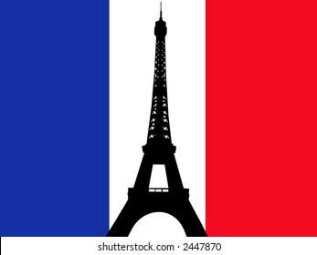 Eiffel tower against French flag illustration