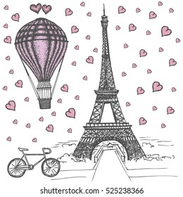 Eiffel Tower and air balloons
