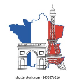 Eiffel tower and arch of triumph design