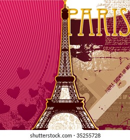 Eiffel tower artistic background. Vector illustration.