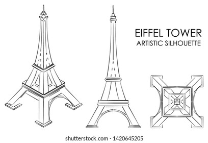 Eiffel Tower Artistic Silhouette like a brushstroke