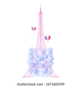 
the Eiffel tower and balloons. vector illustration on a white background.