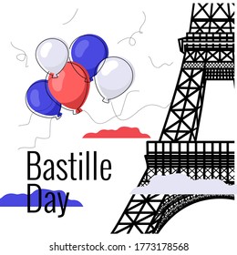 Eiffel tower bastille day balloon clouds