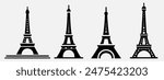 Eiffel tower black on a white background illustration.
