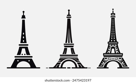 Eiffel tower black on a white background illustration.