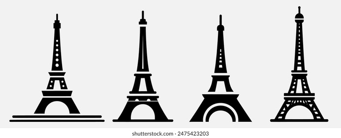 Eiffel tower black on a white background illustration.
