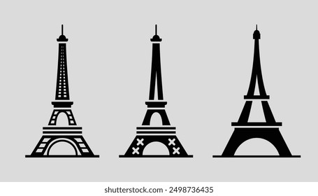 Eiffel tower black on a white background illustration. Olympics Paris