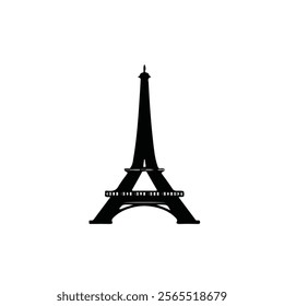 Eiffel tower black on a white background illustration.