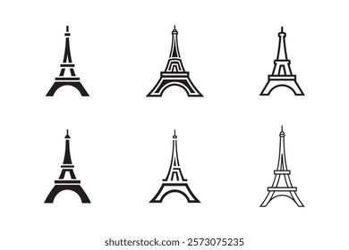 Eiffel tower black on a white background illustration