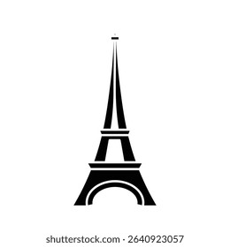 Eiffel tower black on a white background illustration.