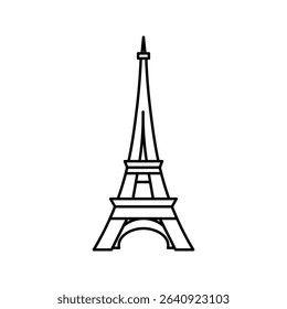 Eiffel tower black on a white background illustration.
