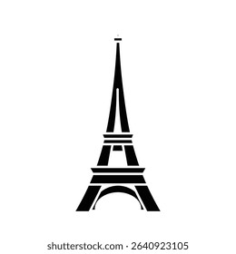 Eiffel tower black on a white background illustration.