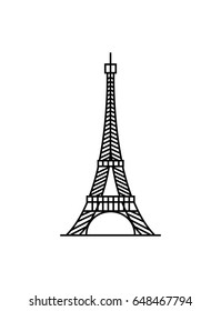 Eiffel tower black on a white background illustration