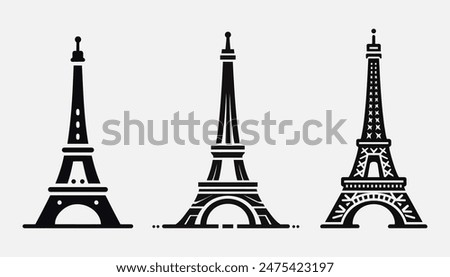 Eiffel tower black on a white background illustration.