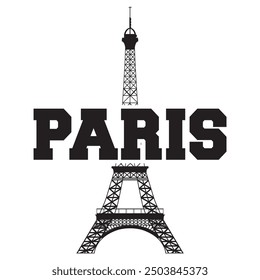 
Eiffel tower with black Paris text