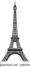 Eiffel Tower Black Silhouette Vector Illustration