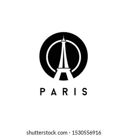 Eiffel Tower Black Silhouette Vector Illustration