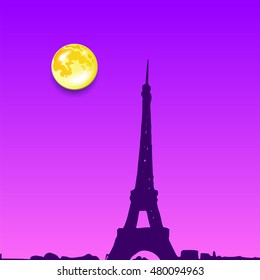 Eiffel Tower Black Silhouette Vector Illustration