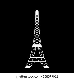 Eiffel Tower Black Silhouette Vector Illustration