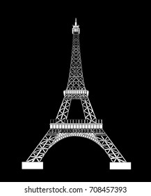 Eiffel Tower Black Silhouette Vector Illustration