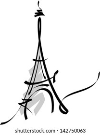 Eiffel Tower black vector illustration